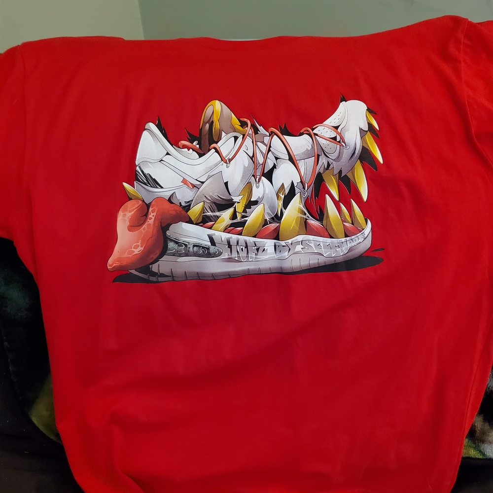 Custom Sneakerheadz Design/Off White Lot 33 New Red XL Tee